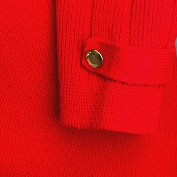 VTG 70s DUET CREATIONS Ribbed Knit Button Cardigan Sweater Cherry Red Gold S - Picture 5 of 12